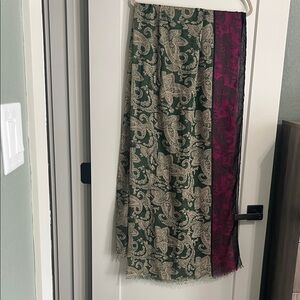 Paisley Scarf/Wrap with Green and Purple Accents